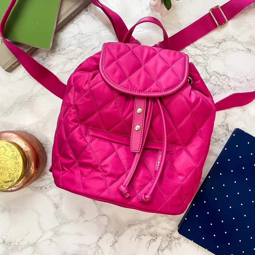 Talbots Quilted Nylon Backpack in Pink